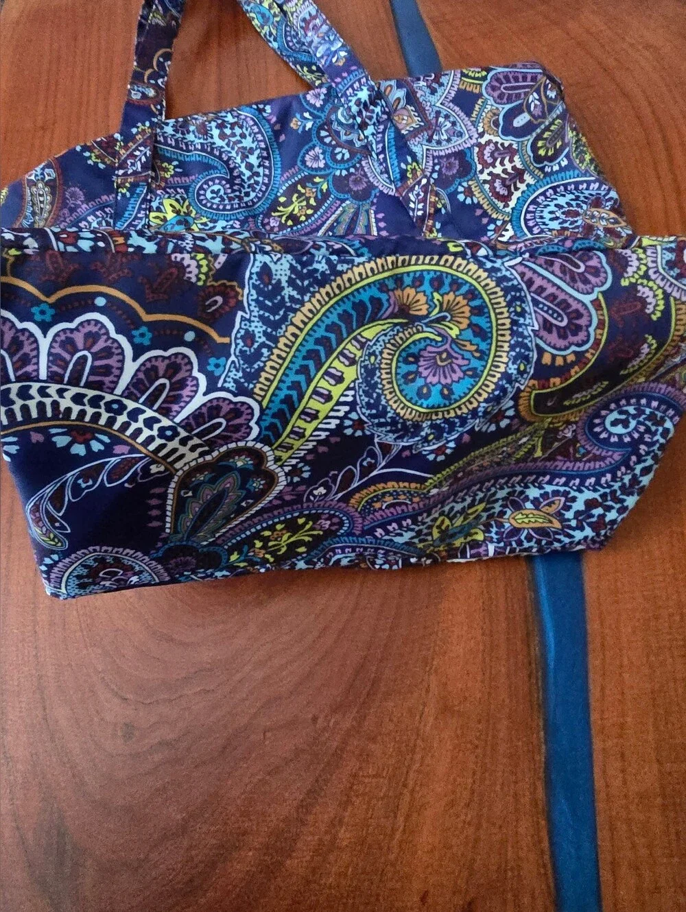 Stylish Navy Paisley Tote Bag - Lightweight Everyday Carry 15 X 20 X7 Inches